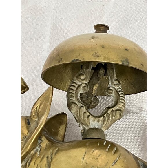 Vintage Brass‎ Elephant Bell Figurine With Patina Hotel Bell Reception Good Luck - Picture 6 of 9